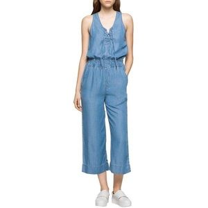 CK chambray lace up jumpsuit size med
